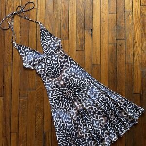 Vtg Y2K Just Cavalli Roberto Halter Dress Abstract Animal Print Multicolor 42